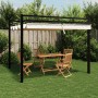 Gazebo da Giardino con Tetto Retrattile Crema 3x3m in Alluminio