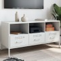 Mobile TV Bianco 100,5x39x50,5 cm in Acciaio Laminato a Freddo