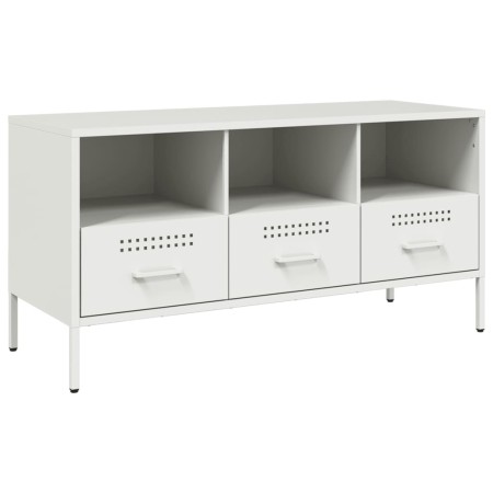 Mobile TV Bianco 100,5x39x50,5 cm in Acciaio Laminato a Freddo