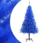 Albero di Natale Artificiale Sottile con Base Blu 150 cm PVC