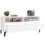 Mobile Porta TV Bianco Lucido 100x34,5x44,5cm Legno Multistrato