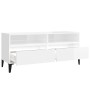 Mobile Porta TV Bianco Lucido 100x34,5x44,5cm Legno Multistrato