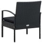 Sedia da Giardino con Cuscino in Polyrattan Nero