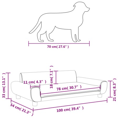 Lettino per Cani Marrone 100x54x33 cm in Velluto