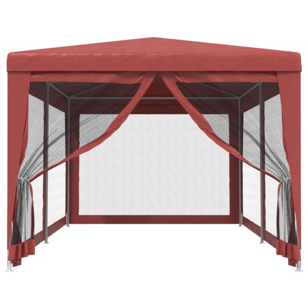 Tenda per Feste con 6 Pareti Laterali in Rete Rossa 3x6 m HDPE