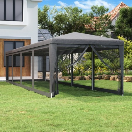 Tenda per Feste con 10 Pareti in Rete Antracite 3x12 m in HDPE