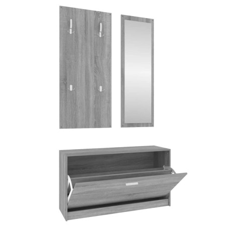 Set Scarpiere 3 in 1 grigio sonoma in Legno Multistrato