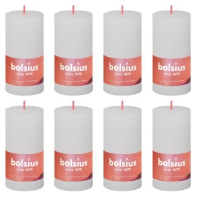 Bolsius Candele Rustiche a Colonna Shine 8 pz 100x50 mm Bianco Nuvola