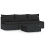 Set Divani da Giardino 4 pz con Cuscini in Polyrattan Nero