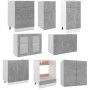 Set Armadi da Cucina 8 pz Grigio Cemento in Truciolato