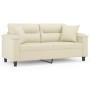 Divano a 2 Posti con Cuscini Crema 140 cm in Similpelle