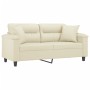 Divano a 2 Posti con Cuscini Crema 140 cm in Similpelle