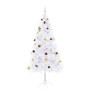 Albero di Natale Preilluminato con Palline Bianco 180 cm