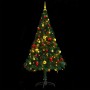 Albero di Natale Preilluminato con Palline Verde 150 cm