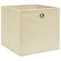 Scatole Portaoggetti con Coperchi 10pz Crema 32x32x32cm Tessuto