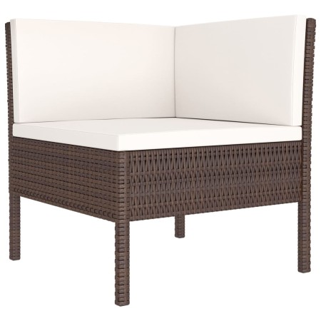 Set Divani da Giardino 9 pz con Cuscini in Polyrattan Marrone