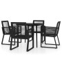 Set Mobili da Pranzo per Giardino 5 pz Nero