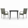 Set da Pranzo da Giardino 3 pz Grigio e Nero