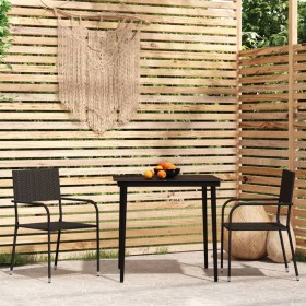 Set Mobili da Pranzo per Giardino 3 pz Nero