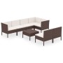 Set Divani da Giardino 8 pz con Cuscini in Polyrattan Marrone