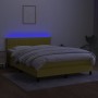 Letto a Molle con Materasso e LED Blu 140x190 cm in Tessuto