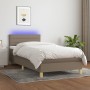 Letto a Molle con Materasso e LED Tortora 90x200 cm in Tessuto