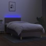 Letto a Molle con Materasso e LED Tortora 90x200 cm in Tessuto