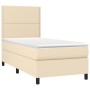 Letto a Molle con Materasso e LED Crema 90x200 cm in Tessuto