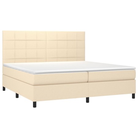 Letto a Molle Materasso e LED bianco 200x200cm in Tessuto