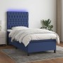 Letto a Molle con Materasso e LED Blu 90x200 cm in Tessuto