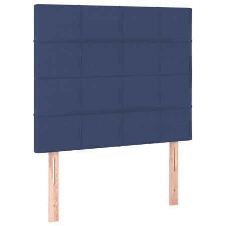 Letto a Molle con Materasso e LED Blu 90x200 cm in Tessuto