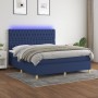 Letto a Molle con Materasso e LED Blu 180x200 cm in Tessuto