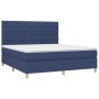 Letto a Molle con Materasso e LED Blu 180x200 cm in Tessuto