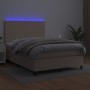 Giroletto Molle Materasso e LED Cappuccino 140x200cm Similpelle