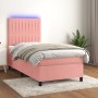 Letto a Molle con Materasso e LED Rosa 90x200 cm in Velluto