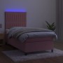 Letto a Molle con Materasso e LED Rosa 90x200 cm in Velluto