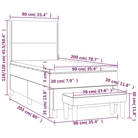 Giroletto a Molle con Materasso Blu Scuro 90x200 cm in Velluto