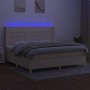 Letto a Molle Materasso e LED bianco 200x200cm in Tessuto