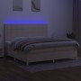 Letto a Molle Materasso e LED bianco 200x200cm in Tessuto