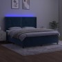 Letto a Molle con Materasso e LED Blu Scuro 180x200 cm