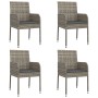 Set da Pranzo Giardino 5pz Nero e Grigio con Cuscini Polyrattan