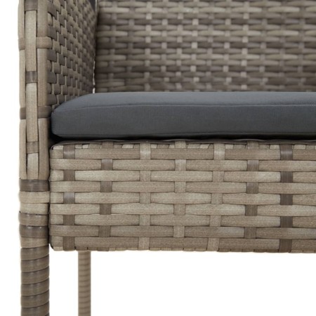 Set da Pranzo Giardino 5pz Nero e Grigio con Cuscini Polyrattan