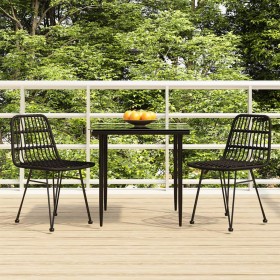 Set da Pranzo da Giardino 3 pz Nero in Polyrattan