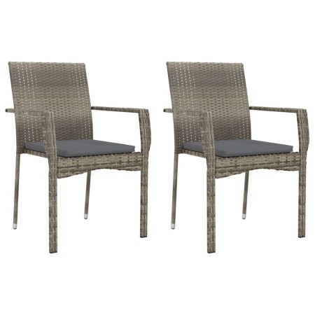 Set Salotto Giardino 3 pz con Cuscini Nero e Grigio Polyrattan