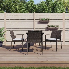 Set Pranzo da Giardino 5pz con Cuscini in Polyrattan e Acciaio