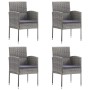 Set da Pranzo da Giardino 5 pz Nero Grigio Polyrattan e Acciaio