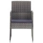 Set da Pranzo da Giardino 5 pz Nero Grigio Polyrattan e Acciaio