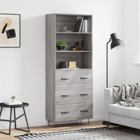 Credenza Grigio Sonoma 69,5x34x180 cm in Legno Multistrato