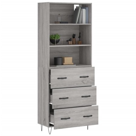 Credenza Grigio Sonoma 69,5x34x180 cm in Legno Multistrato