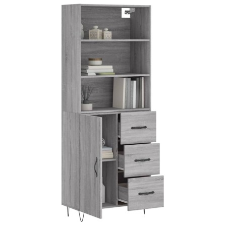 Credenza Grigio Sonoma 69,5x34x180 cm in Legno Multistrato